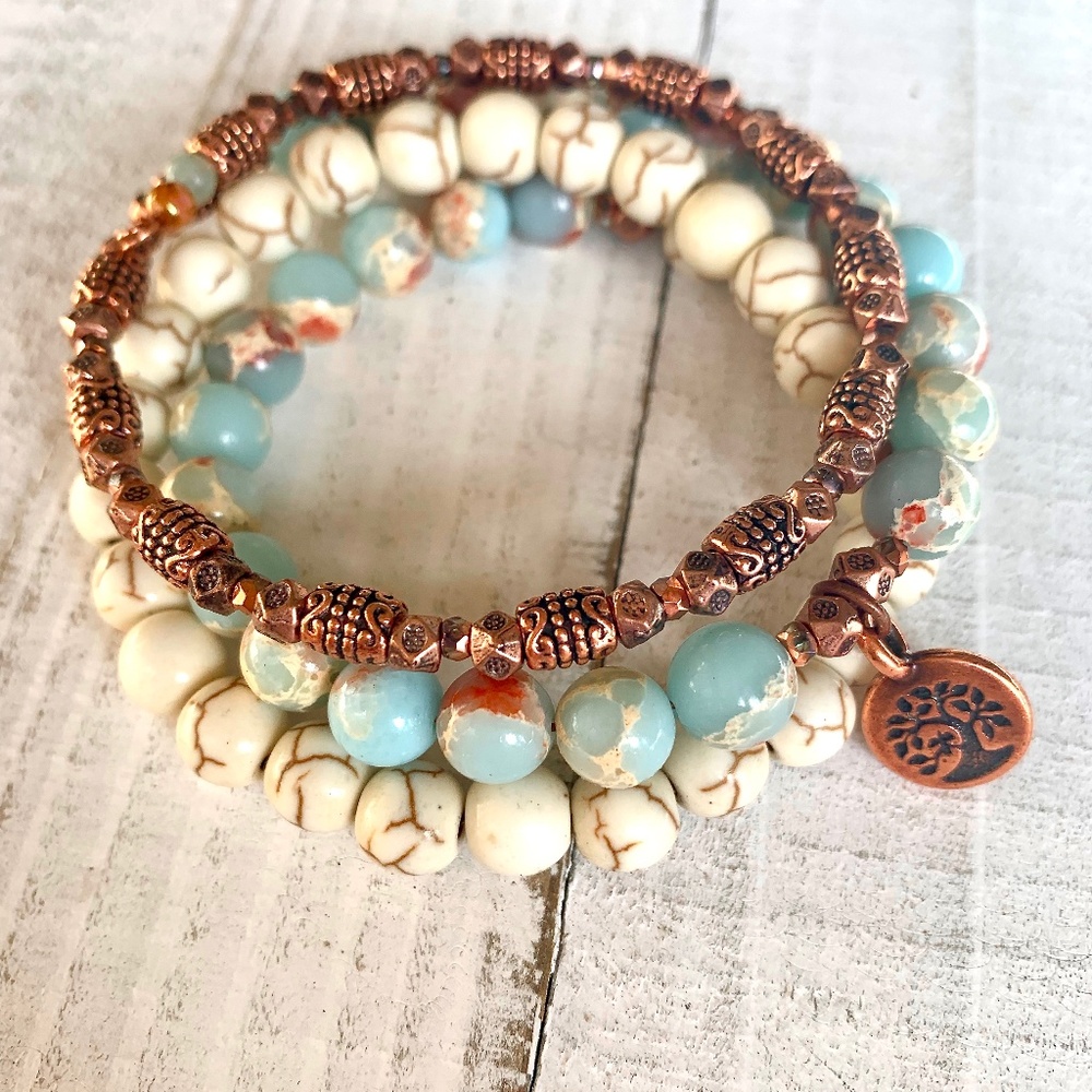 African Aqua Terra Blue Jasper Opal, Bracelet